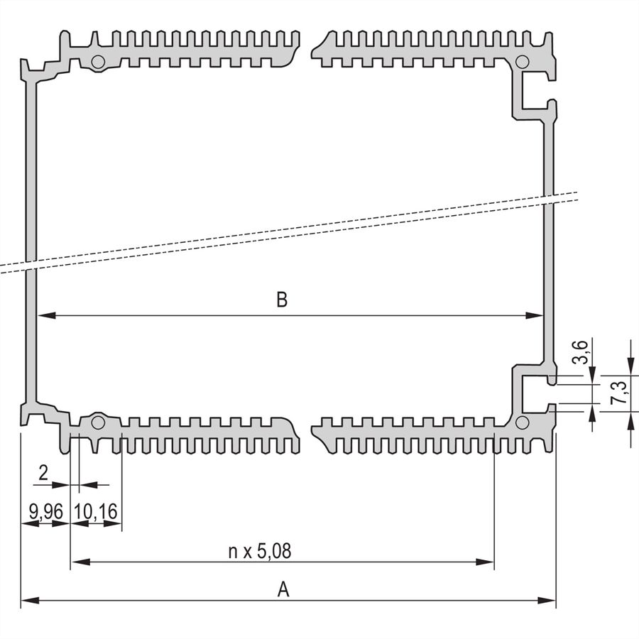 SCHROFF HF-frame type insteekmodule lichaamsbuis, 21 HP, 1000 mm