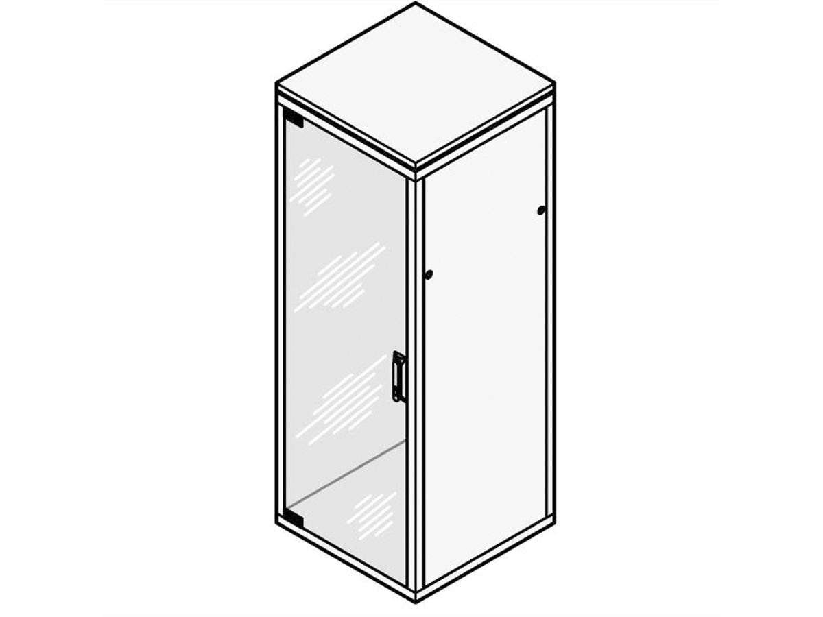 SCHROFF Eurorack glazen deur, 180° openingshoek, 47 HE 800W