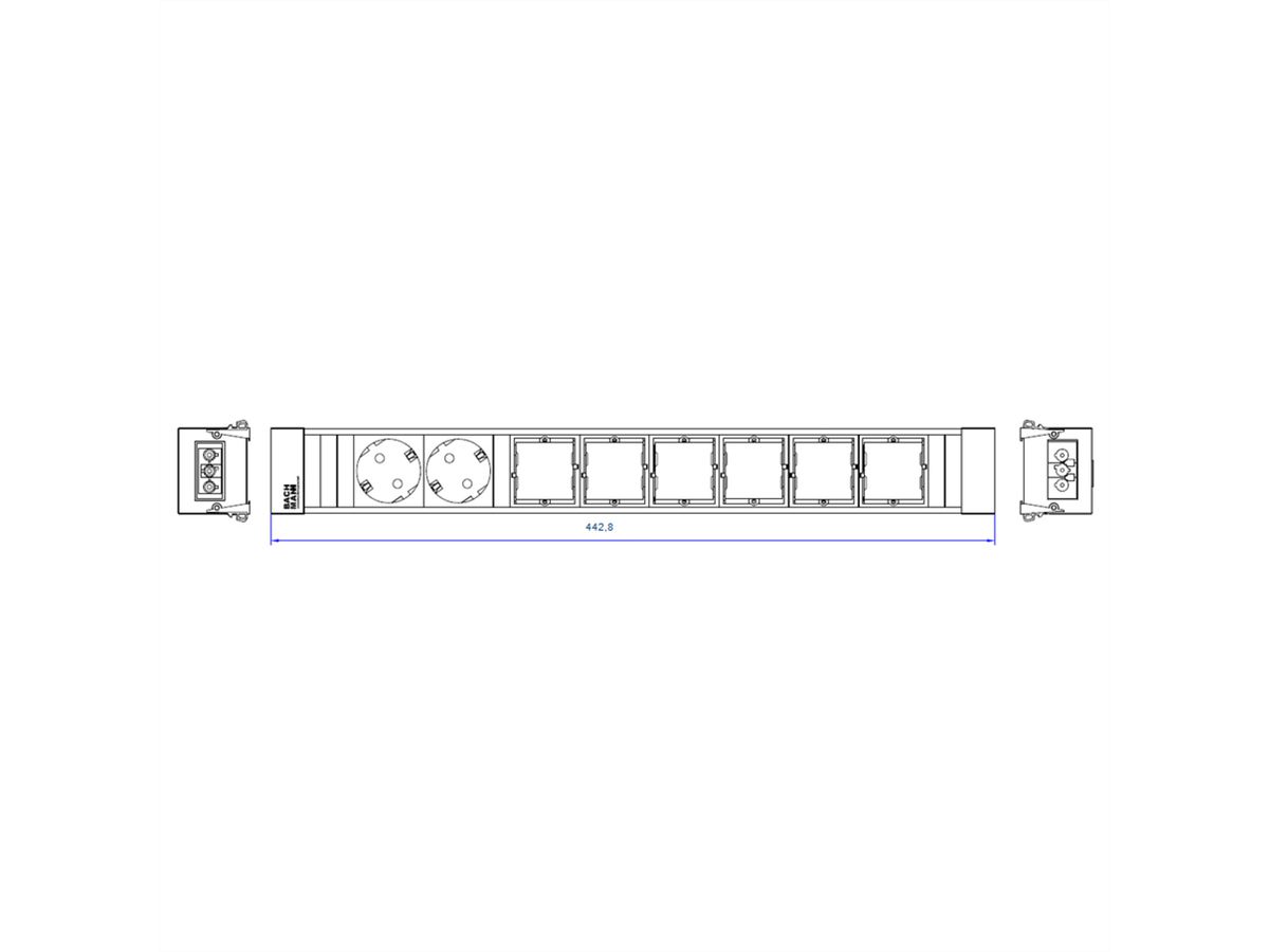 BACHMANN CONFERENCE TOP FRAME X-Groot inzetstuk 2x geaard stopcontact 6x ABD