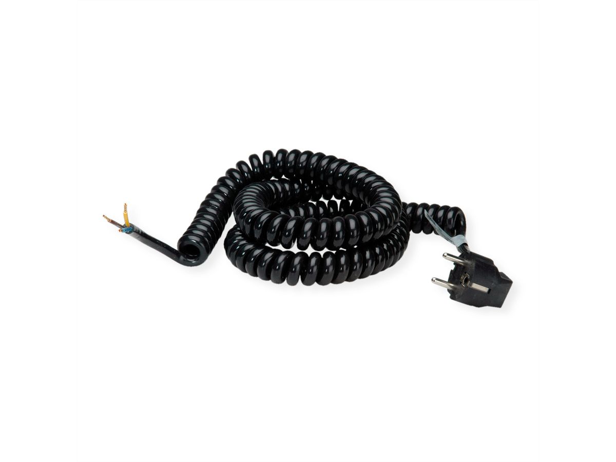 BACHMANN Wendelleitung 1-4m schwarz, H05VV-F 3G1,5mm² AEH/CEE7/7