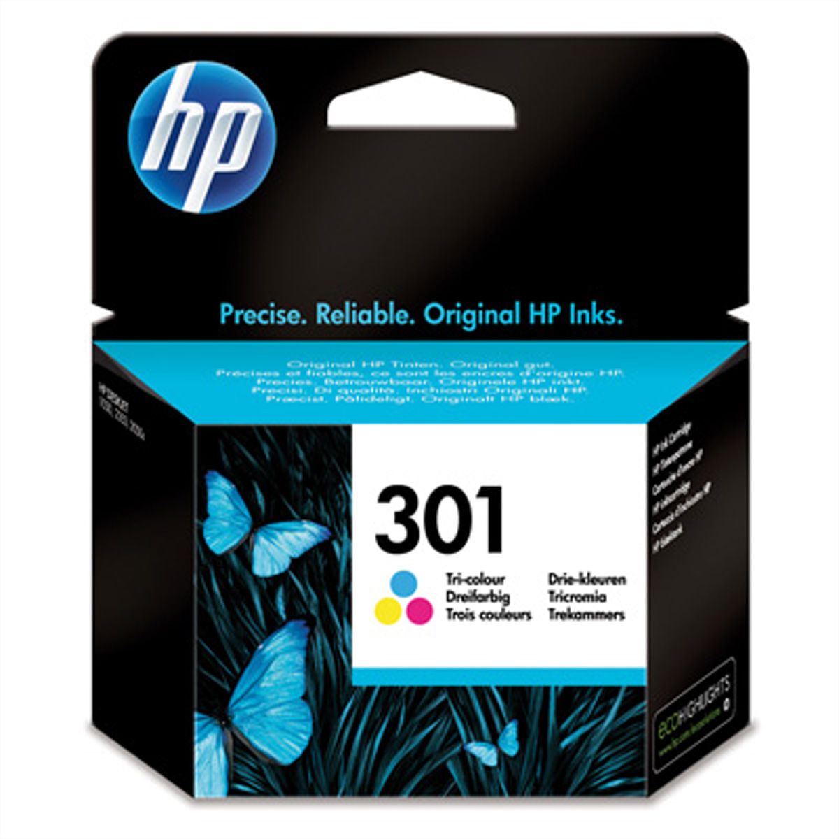 CH562EE, nr. 301, driekamerkleurenprintcartridge, 3 ml, 165 pagina's, voor HP Deskjet 1000 / 1050 / 2050 AIO / 3000 / 3050 AIO