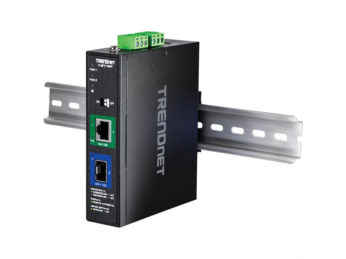 TRENDnet TI-BF711SFP Industrial Medienkonverter 10G SFP+ auf 10G  PoE++