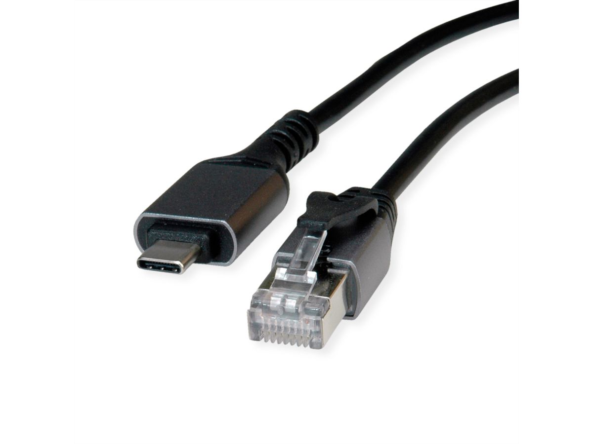 VALUE USB 3.2 Gen 2 Type C naar Gigabit Ethernet converter kabel , zwart, 3 m