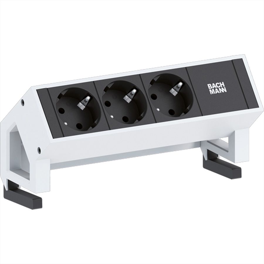 BACHMANN DESK2 3x geaard stopcontact GST18 Inox
