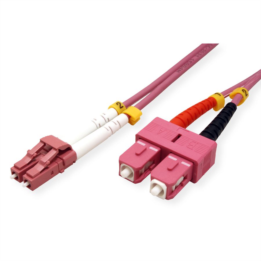 VALUE Fibre Optic Jumper Cable, 50/125µm, LC/SC, OM4, LSOH, violet, 1 m