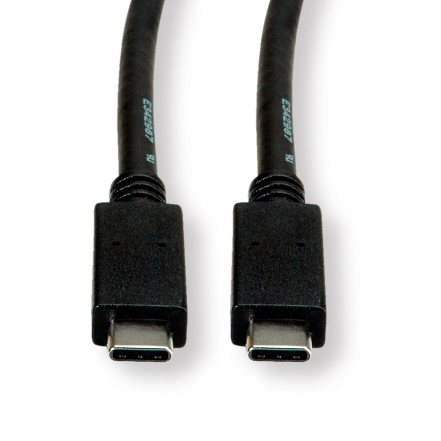 ROLINE USB 3.2 Gen 2 kabel, met PD, C-C, M/M, 4K UHD-1, 10Gbit/s, Emark, 100W, zwart, 2 m