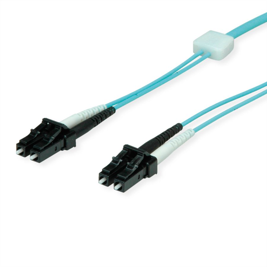 EasyLan Patch cables LED-Duplex 50/125µm OM3, LC/LC, turquoise, 2 m