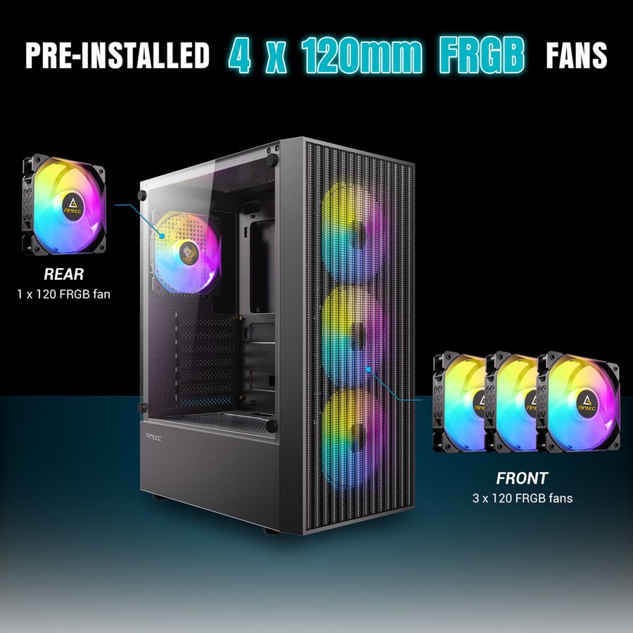 ANTEC AX27 RGB Elite PC case Midi Tower Gaming ATX, black