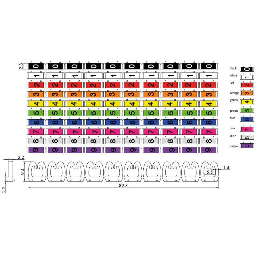 VALUE kabelmarkeerset voor patchkabels, 10 x 10 stuks, 4 - 5.5mm, veelkleurig