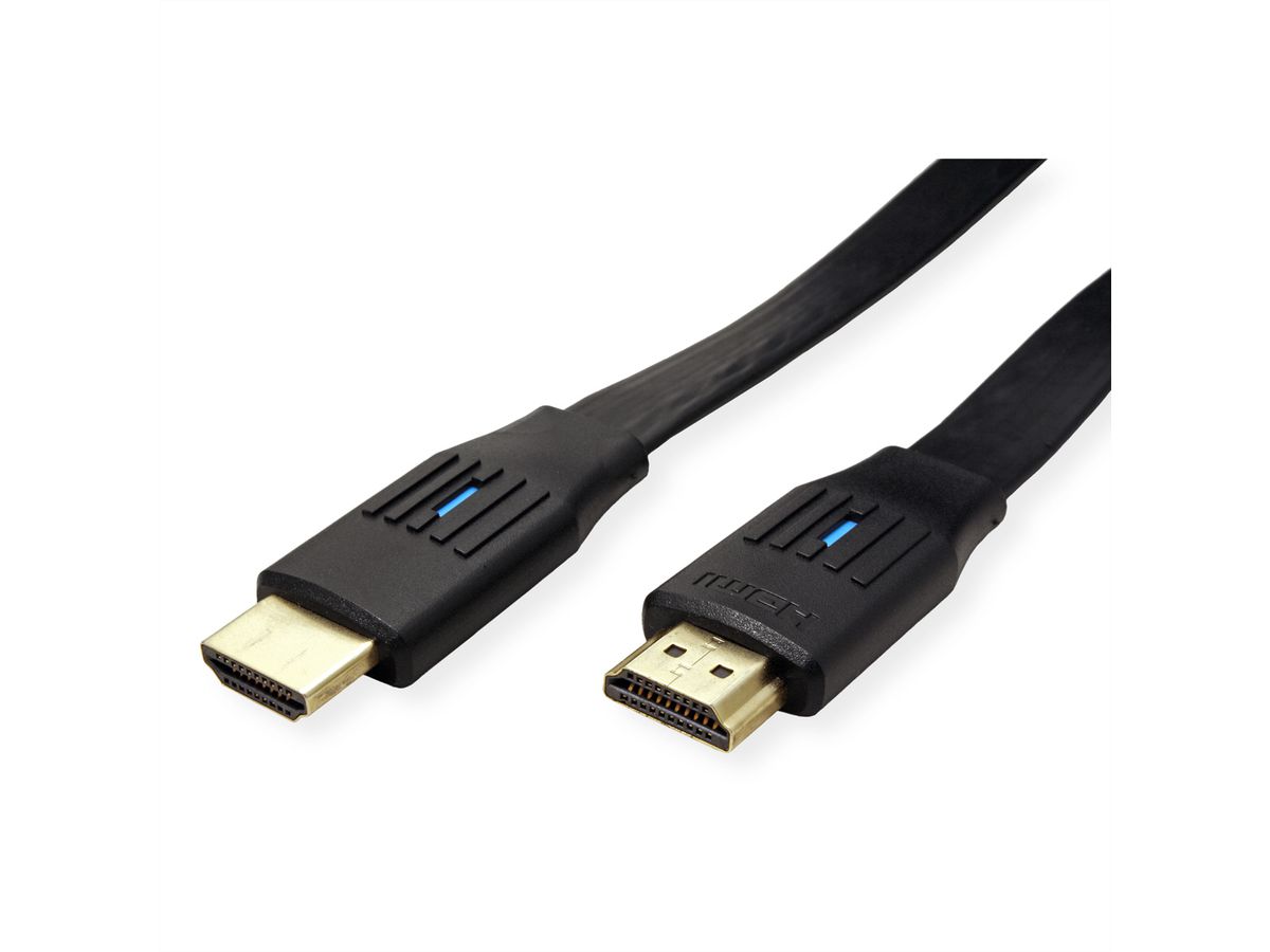 VALUE 8K HDMI Ultra HD-kabel met Ethernet, plat, M/M, zwart, 1 m