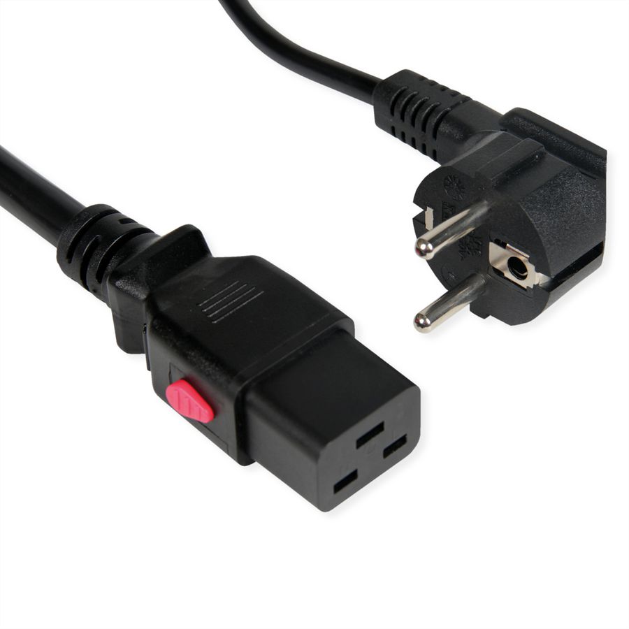 ROLINE Power Cord 3P German Connector CEE 7/7, IEC320 - C19 16A, Lockable, black, 1.8 m