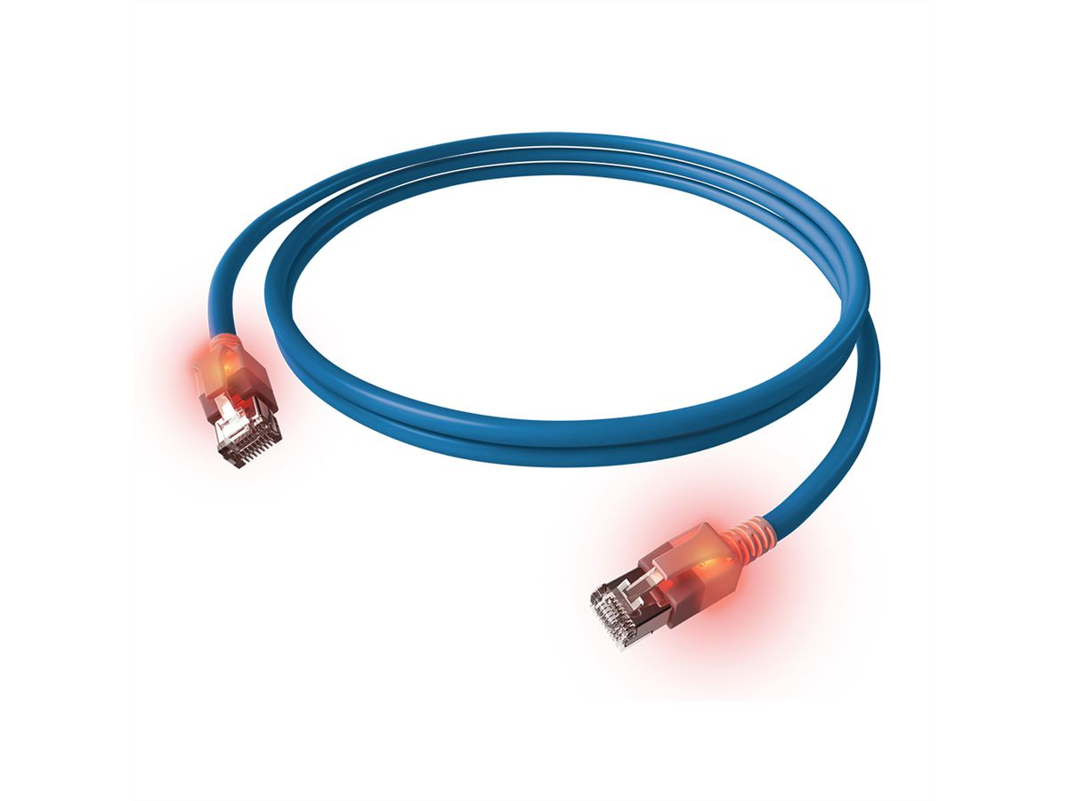 EasyLan S/FTP DualBoot® LED Kabel Cat.6A (Class EA), LSOH, blauw, 1 m