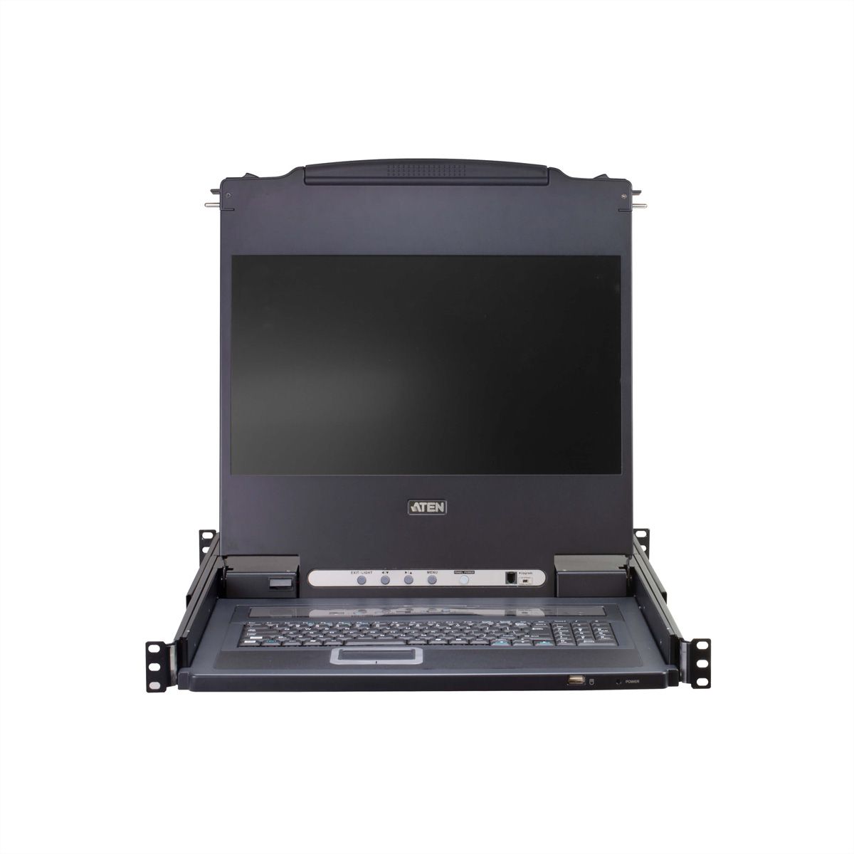 ATEN CL5708MW 43cm wide LCD KVM Switch, USB-PS/2,VGA, 8-poorts, FR-Layout