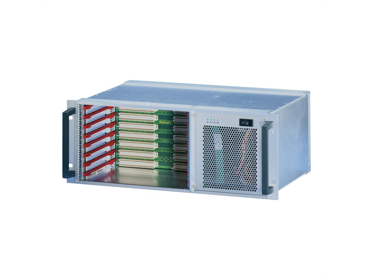SCHROFF VME64x-systeem, 4 HE, 8 sleuven, open frame voeding