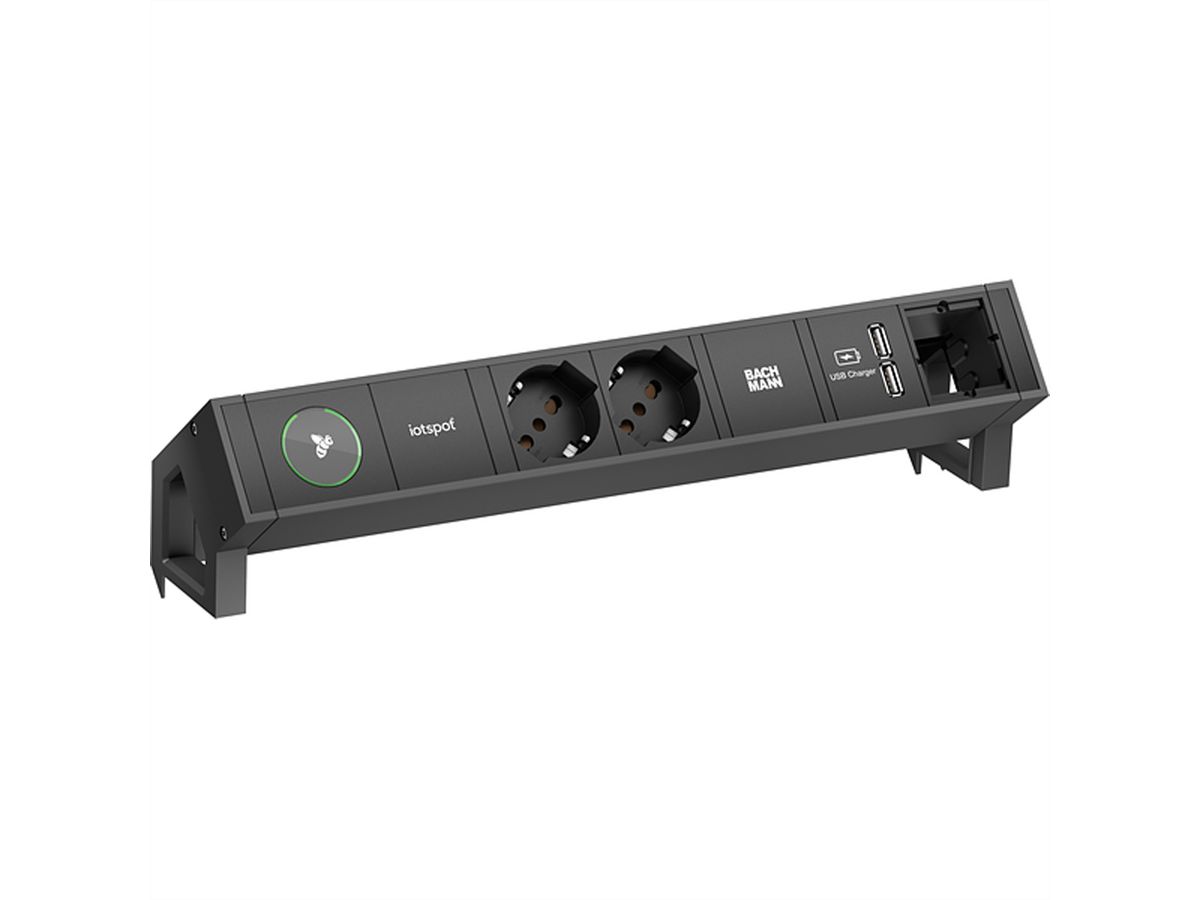 BACHMANN DESK2 iotspot 2xP40 1xUSB 1xCM, 0,2m GST18, RAL9005 Italië