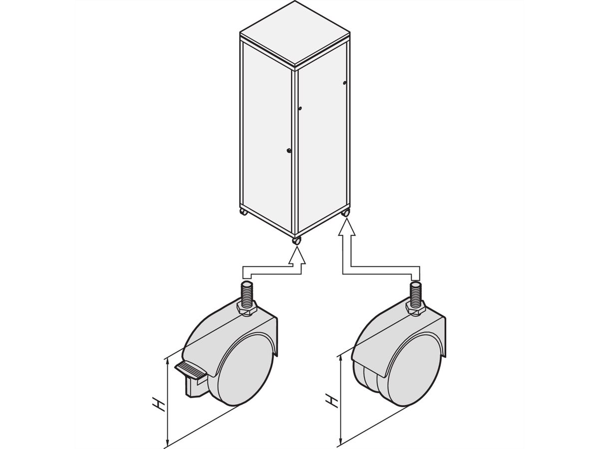 SCHROFF Eurorack Wiel, 400 kg, 110 mm Hoogte