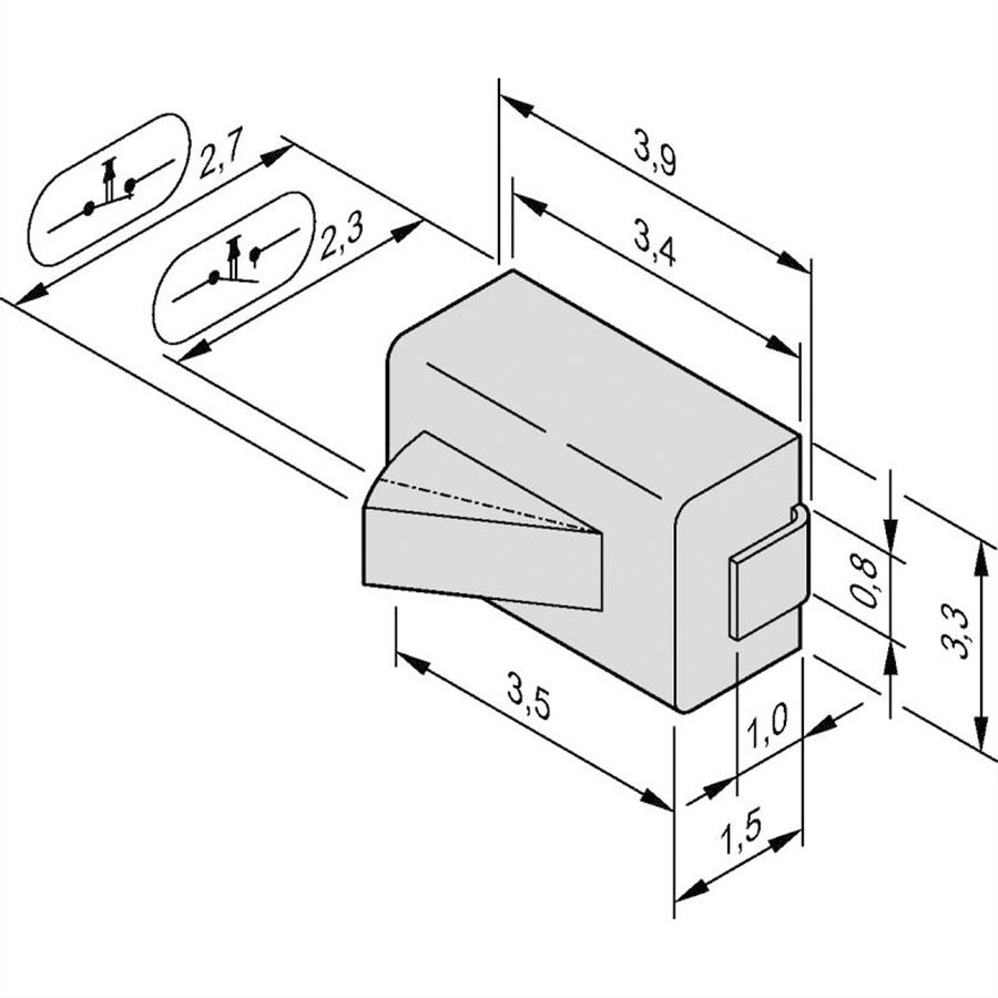 SCHROFF Microschakelaar voor Carrier Compact- en Volle-Module, Normaal Open, 10 stuks