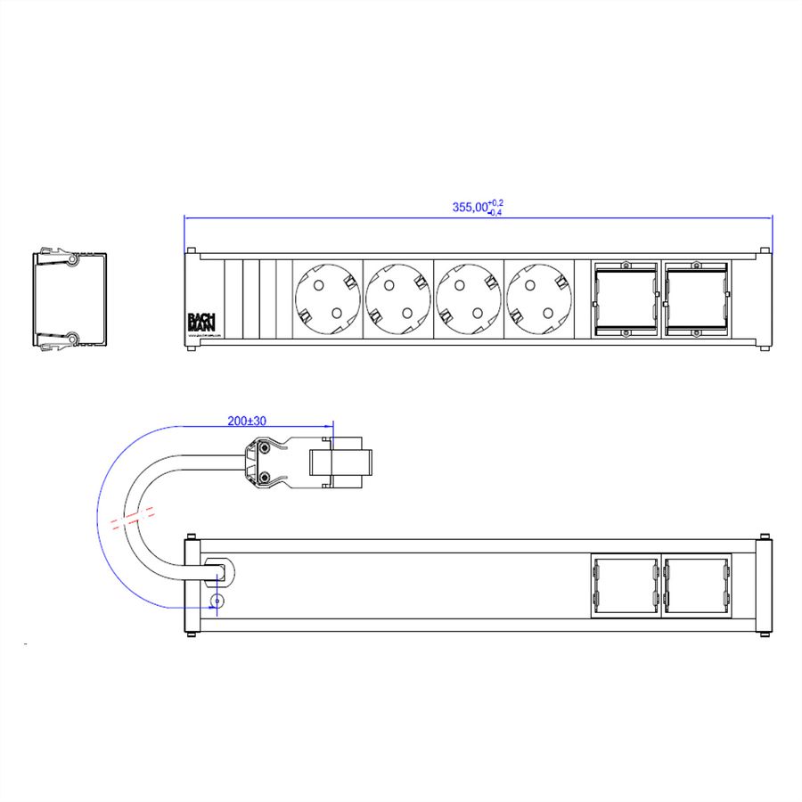 BACHMANN CONI 4xCEE7/3 2xCM 0.2m GST18 RAL9010