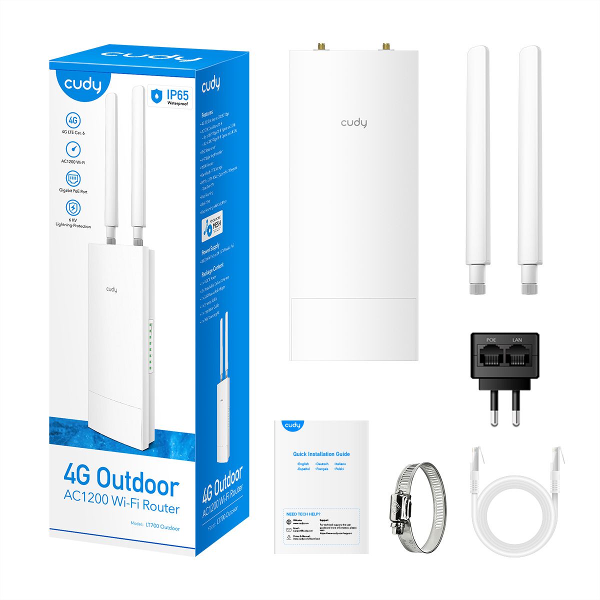 CUDY LT700 Indoor/Outdoor 4G Cat 6 AC1200 Wi-Fi Router