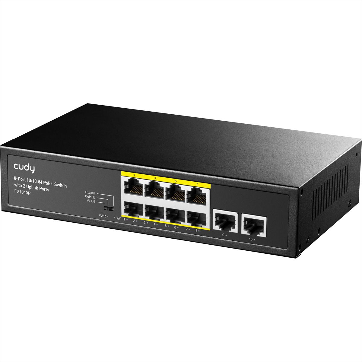 CUDY FS1010P 8-poorts 10/100M PoE+ Switch 2 Uplink-poorten 120W