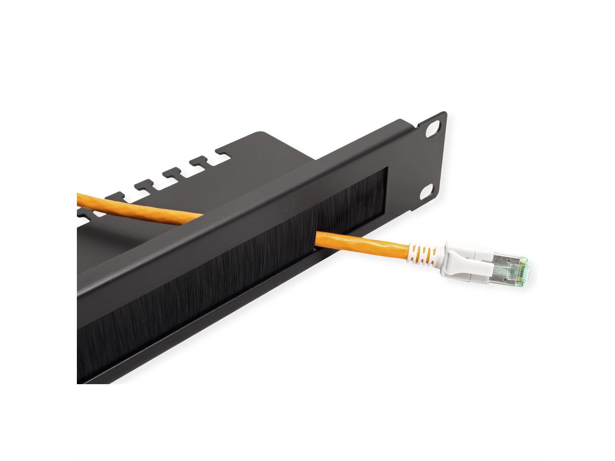 VALUE 19" Cable Entry 1U with Brush Seal, with cable support plate, black