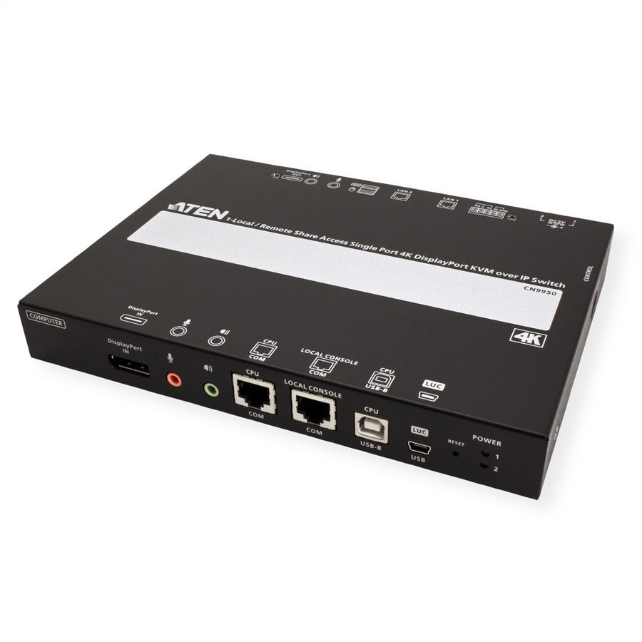 ATEN CN9950 1-Lokaal-Remote Share Access Single Port 4K DisplayPort KVM over IP Switch