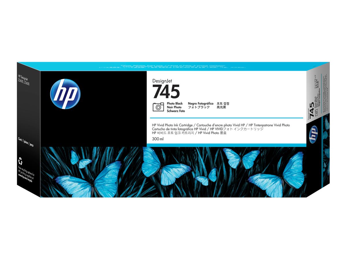 HP 745 zwarte DesignJet fotoinktcartridge, 300 ml
