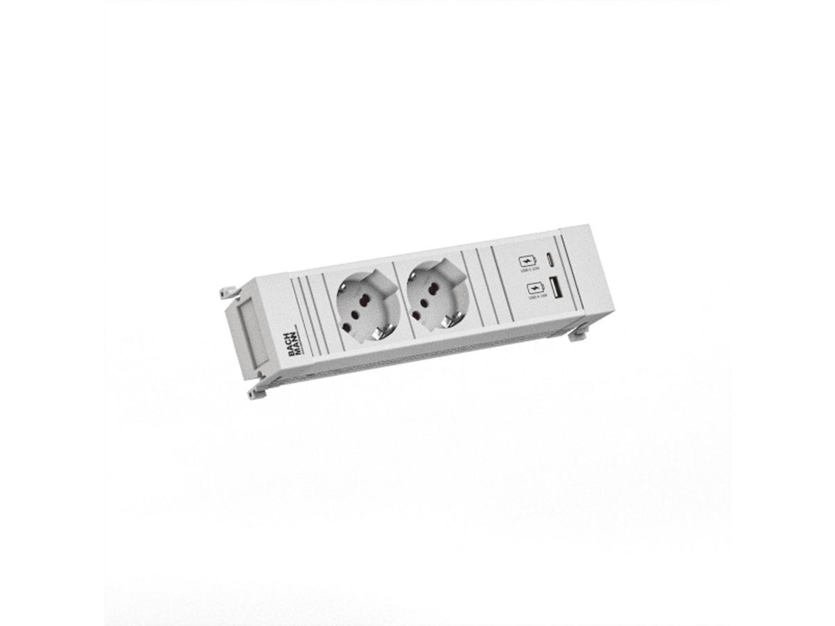 BACHMANN POWER FRAME 2xP40 1xUSB A/C 22W 0.2m GST18