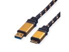 ROLINE GOLD USB 3.2 Gen 1 Cable, Type A M -Micro B M, Retail Blister, 0.8 m