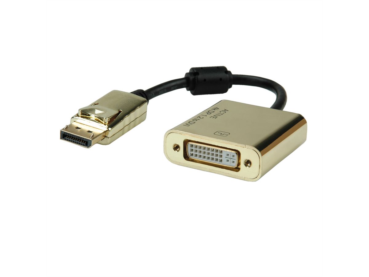 ROLINE GOLD 4K DisplayPort-DVI Adapter, DP M - DVI F, Retail Blister