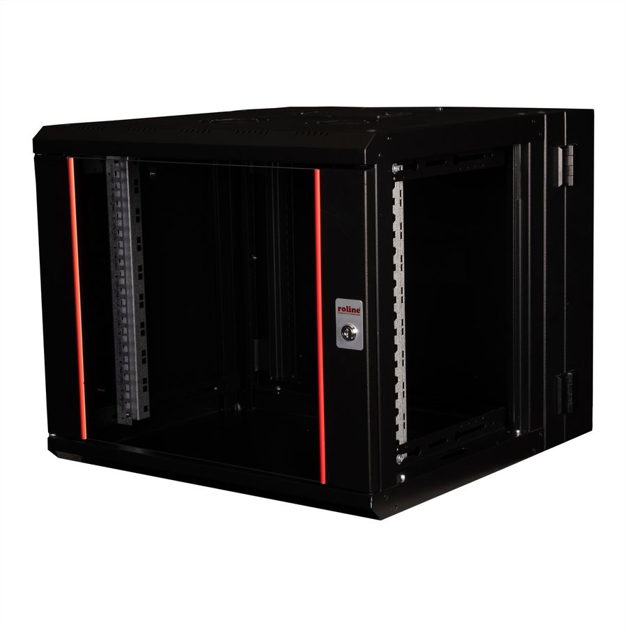 ROLINE 19-inch wall-mounted housing Pro 9 U, 600x600 WxD two-part swivelling black