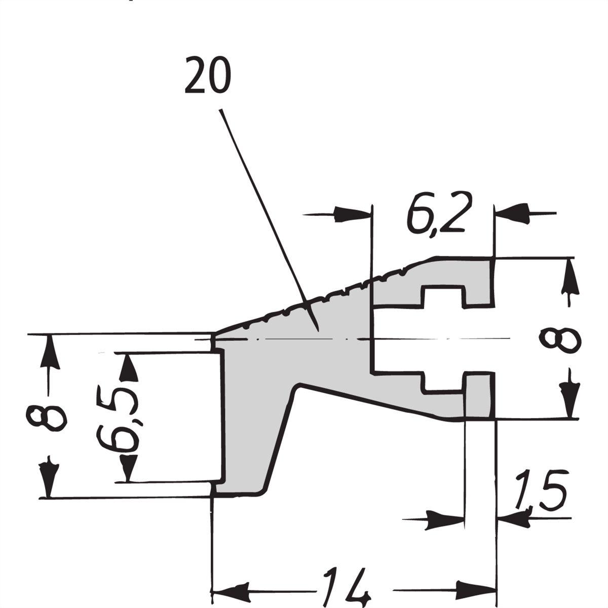 SCHROFF Statische handgreep alu profiel trapezium, 1000 mm