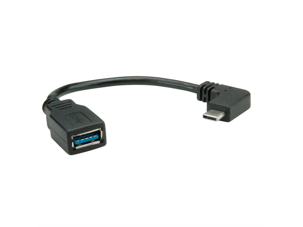 ROLINE USB 3.2 Gen 1 kabel Type C - Type A, Male/Female, OTG , zwart, 0,15 m