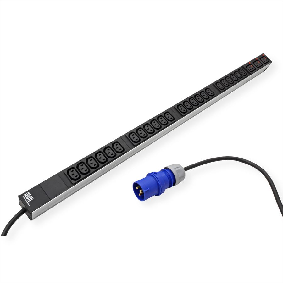BACHMANN IT PDU ALU 1U 24x C13 3x C19 plug CEE L+N+PE 16A blue