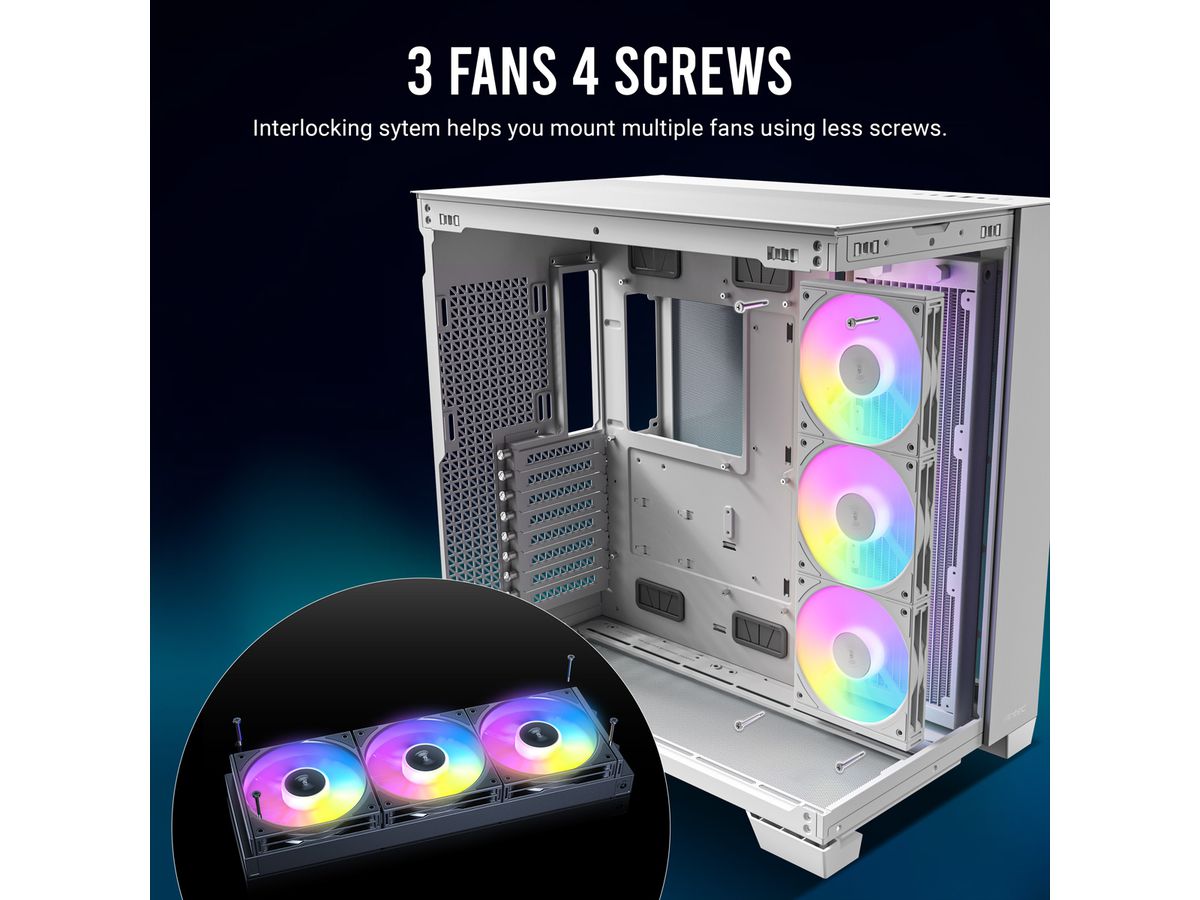 ANTEC C120 ARGB Fan Reverse PC Case Fan 120mm 3-in-1-Pack, black