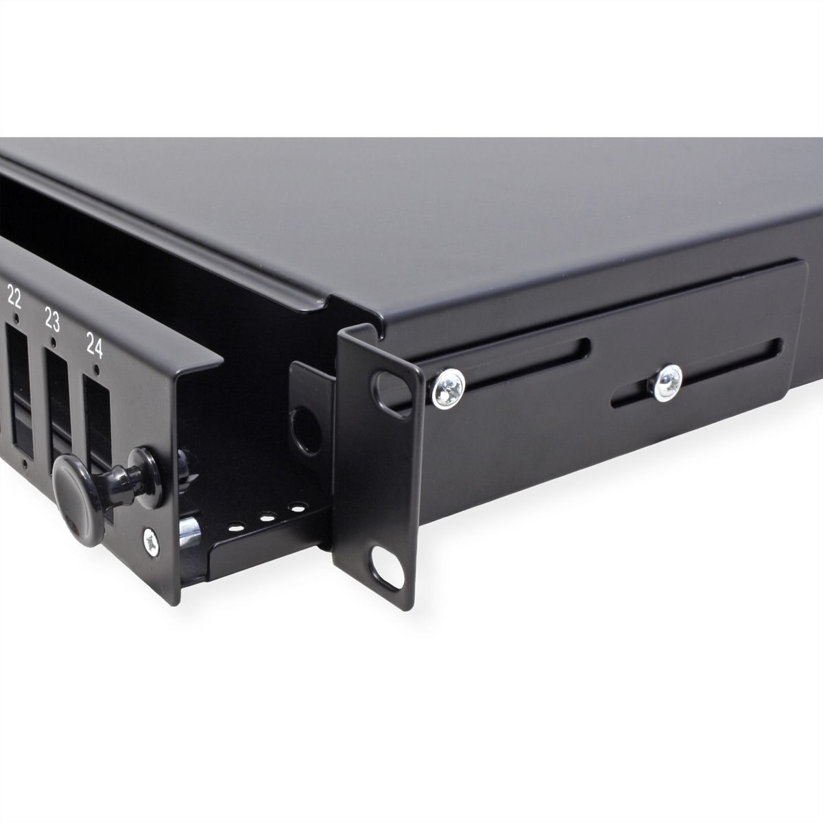 VALUE 19" FO Splice Box, empty, 1U, 24x SC DX / 24x LC quadruple, extendable