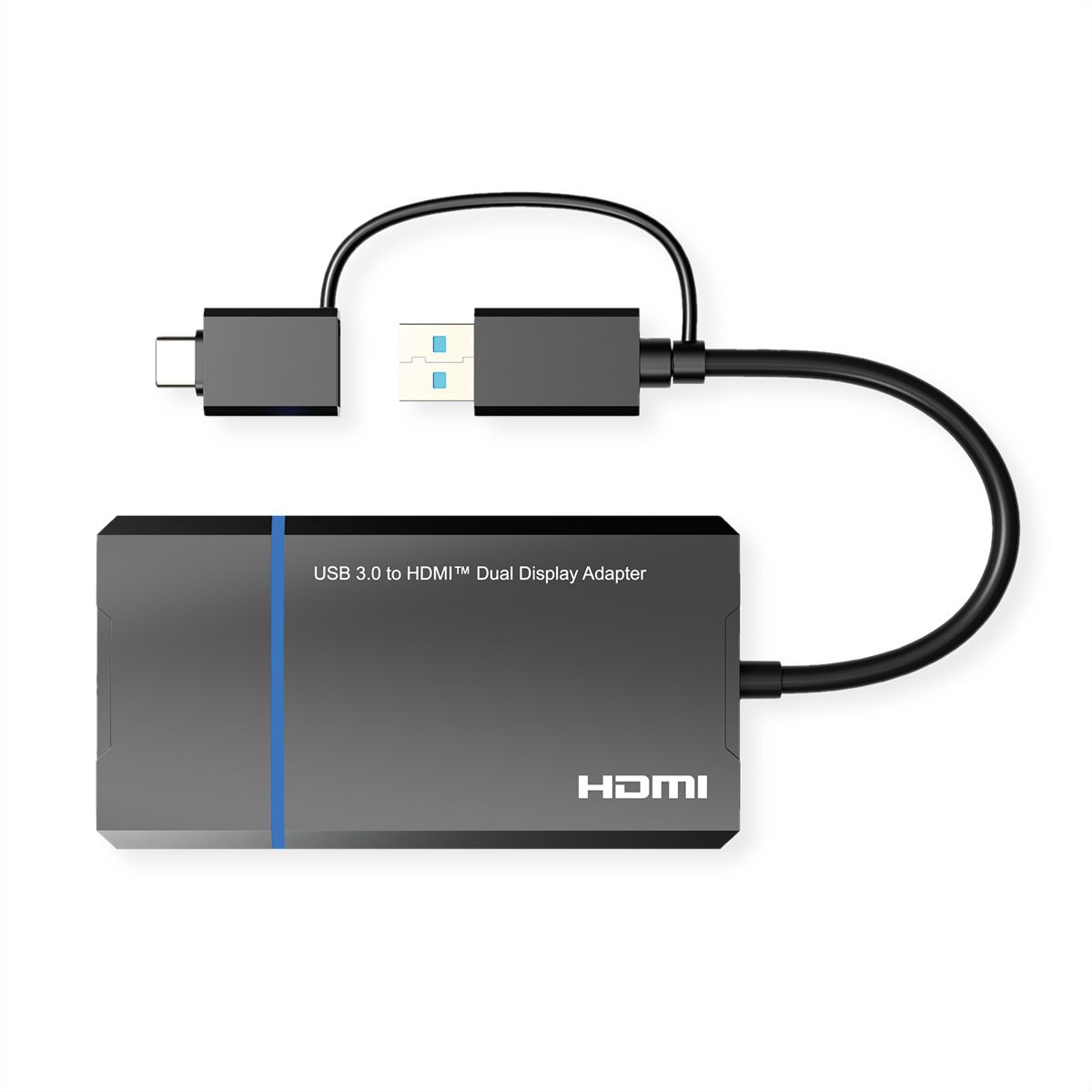 VALUE USB-beeldschermadapter, USB Typ A+C - 2x HDMI