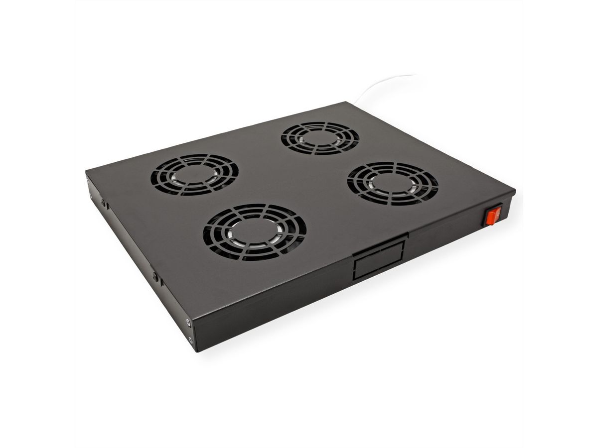 ROLINE 19-inch ventilatorunit 4 ventilatoren, Thermostaat zwart
