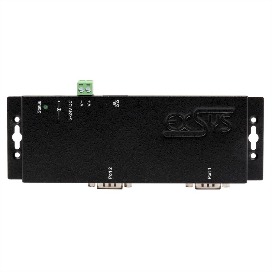EXSYS EX-6122-2PoE Ethernet zu Seriell  2 x RS-232/422/485  mit 9 Pin Stecker inkl. Virtual Com Software PoE