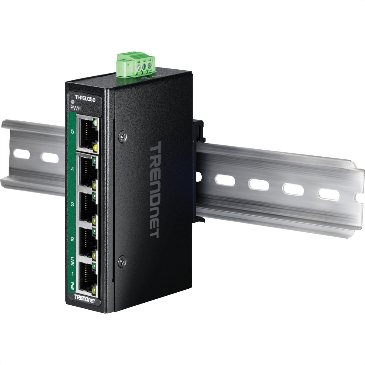TRENDnet TI-PELC50 5-poorts Ethernet PoE+ industriële DIN-rail Mini Switch