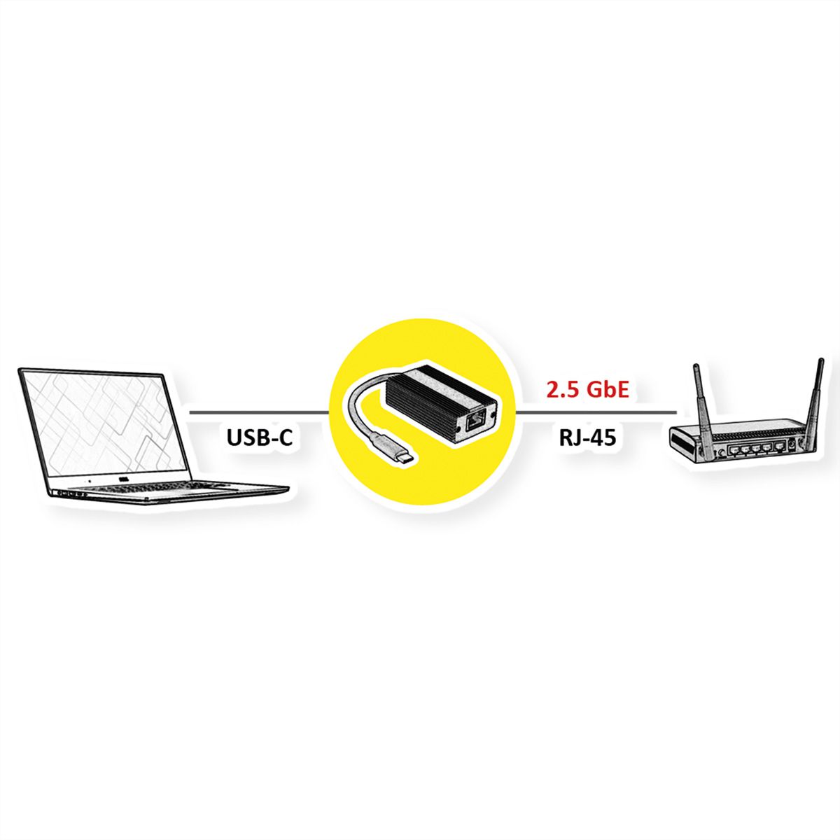 ROLINE USB 3.2 Gen 2 to 2.5 Gigabit Ethernet Converter