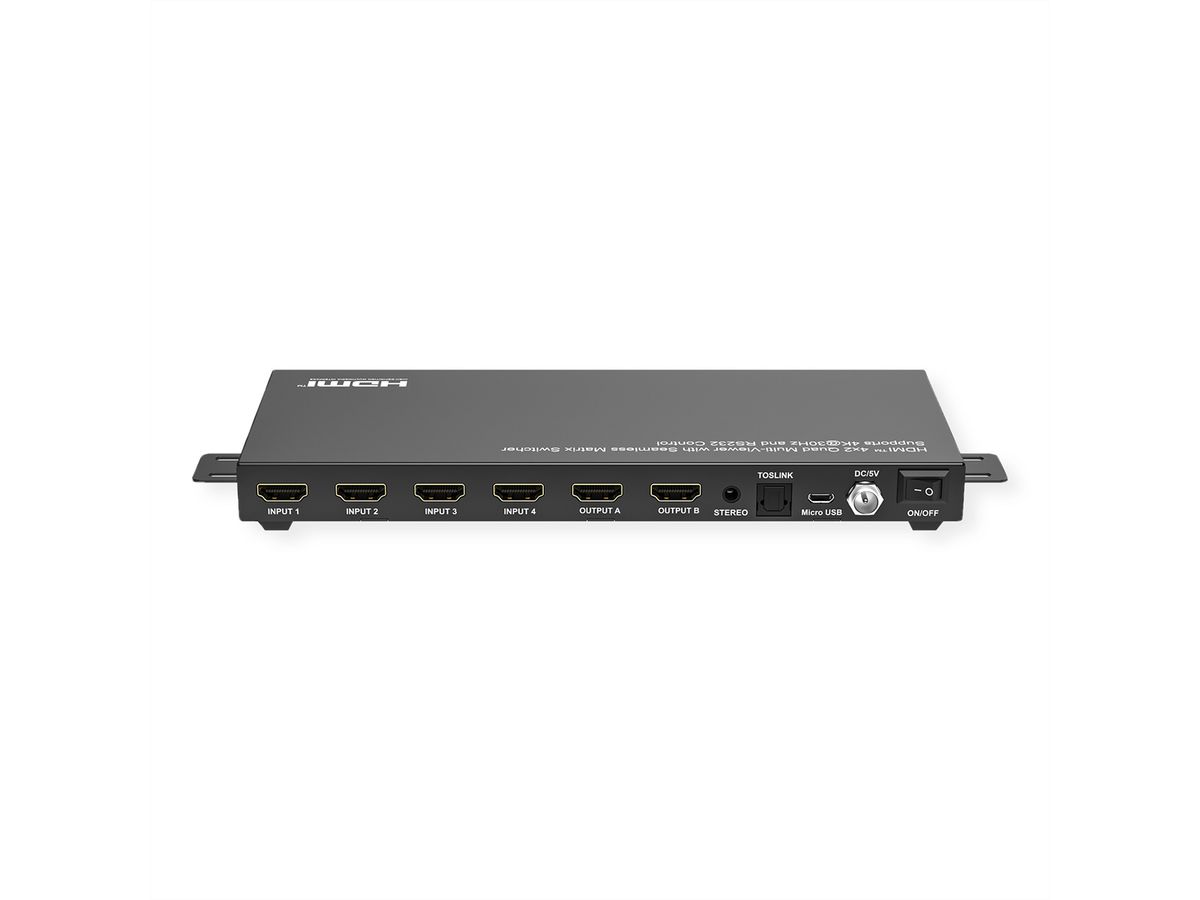VALUE HDMI Matrix Switch, 4x2 QUAD Multi-Viewer, Naadloos schakelen