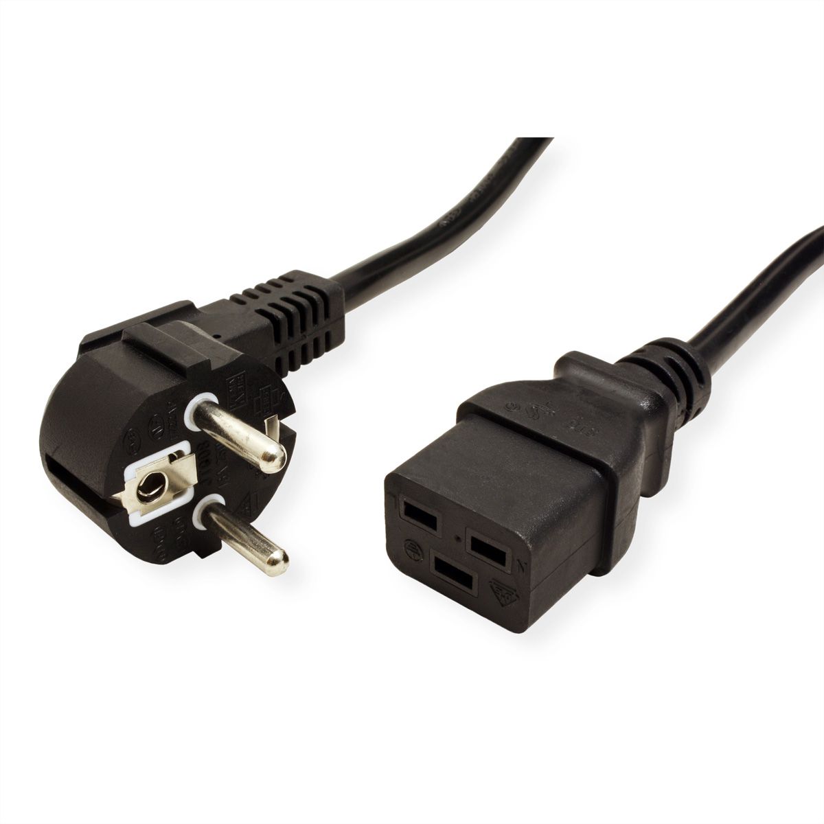 VALUE Power Cord 3P German Type, IEC320 - C19 16A, black, 2 m