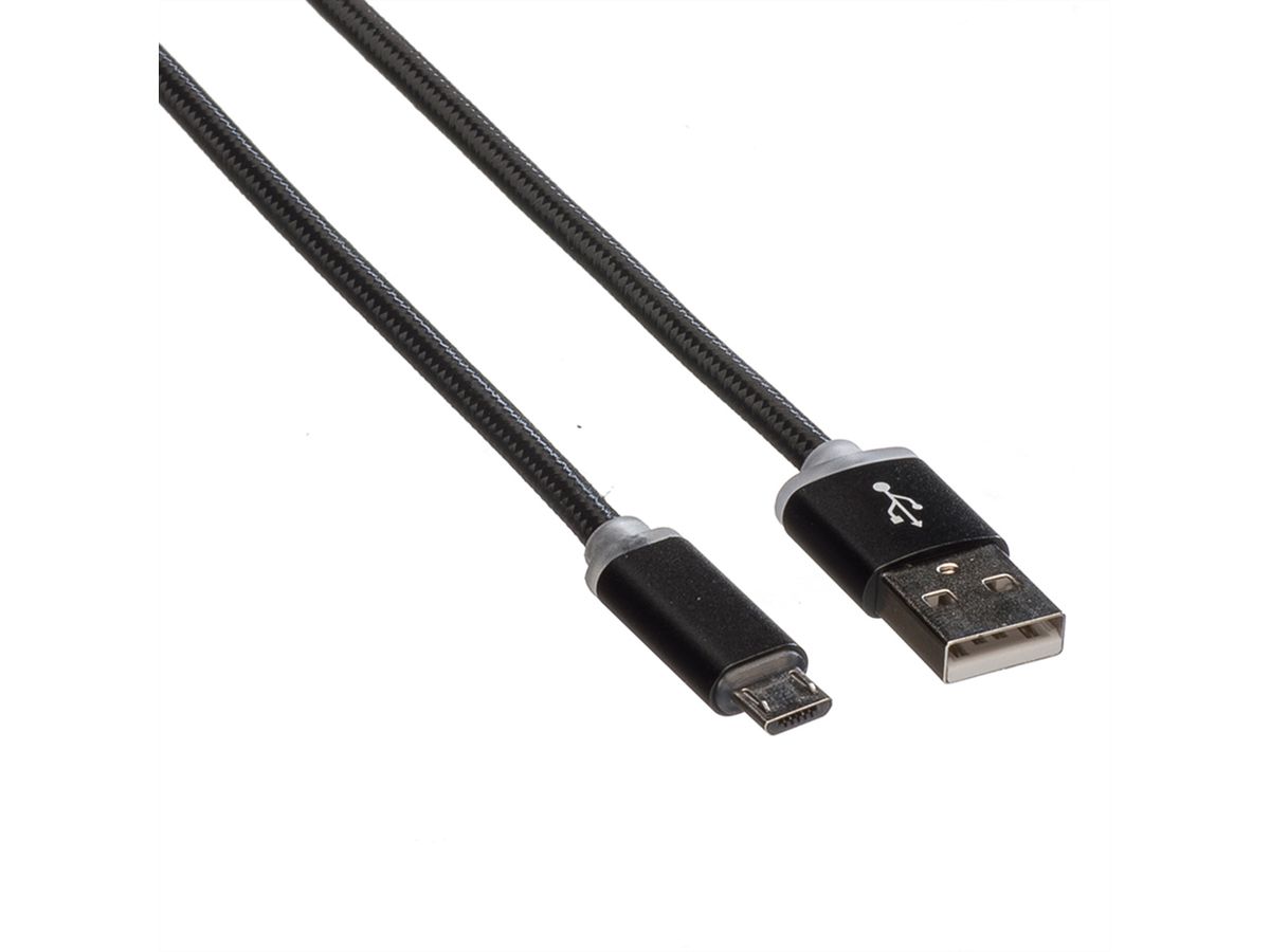 ROLINE LED USB 2.0 oplaadkabel, A - Micro B, M/M, 1 m