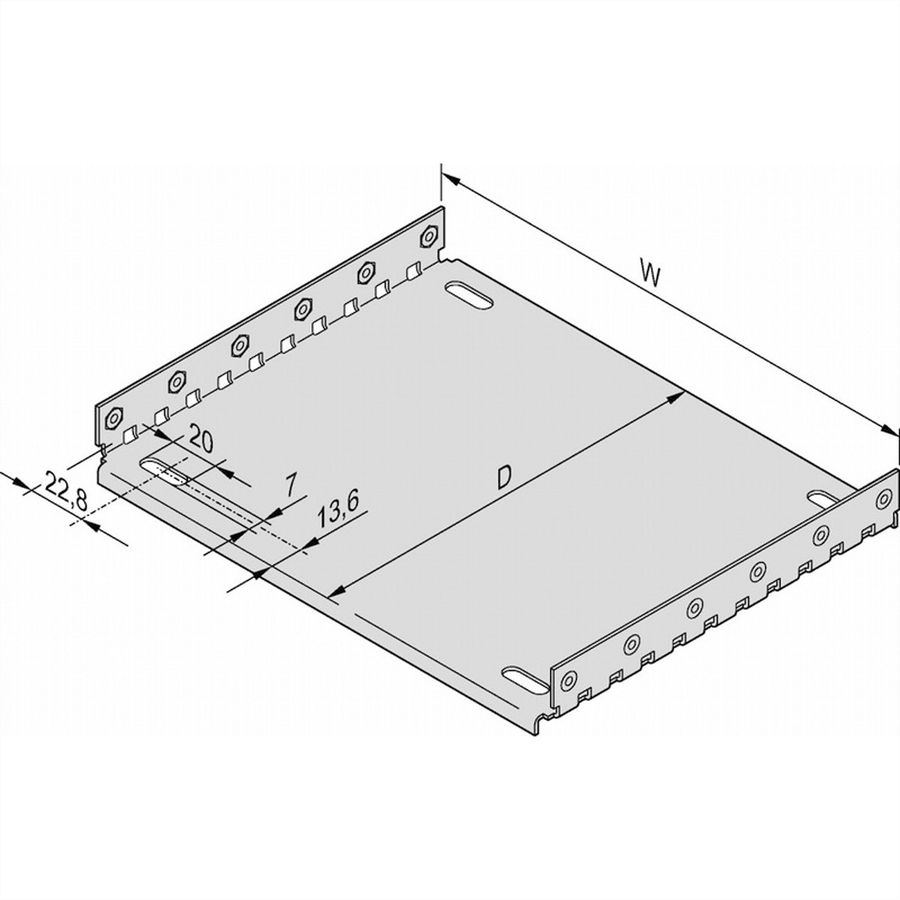 SCHROFF EuropacPRO montageplaat voor gebruik met afdekplaat, 42 HP, 220 mm planklengte