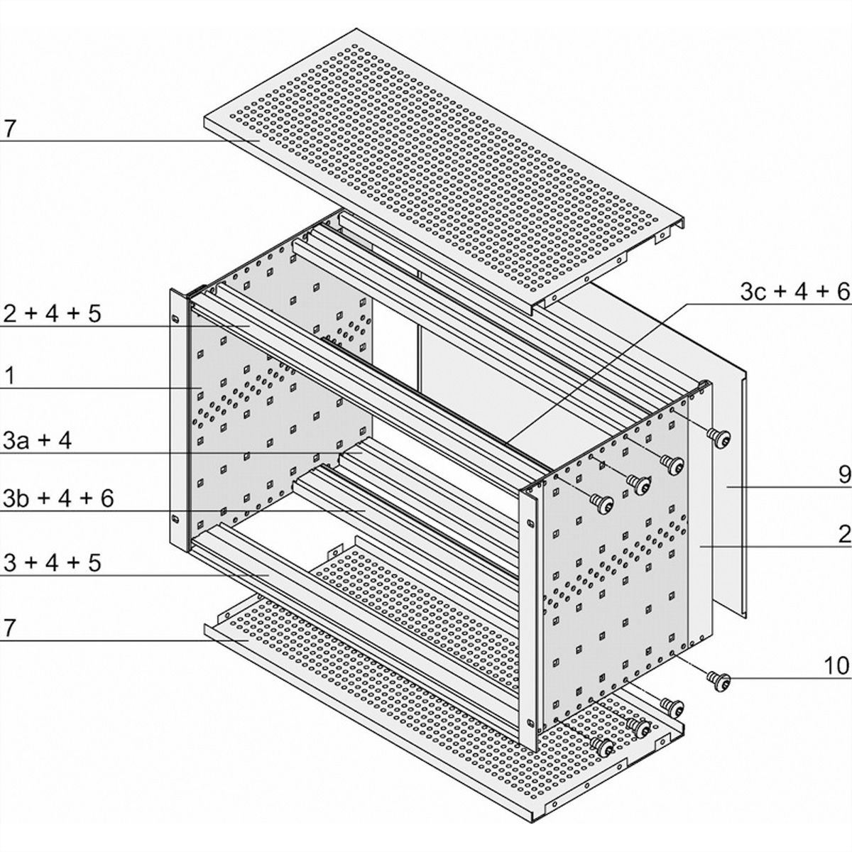 SCHROFF EuropacPRO 19" Subrack Kit for Backplane, Heavy, Shielded, 6 U, 235 mm