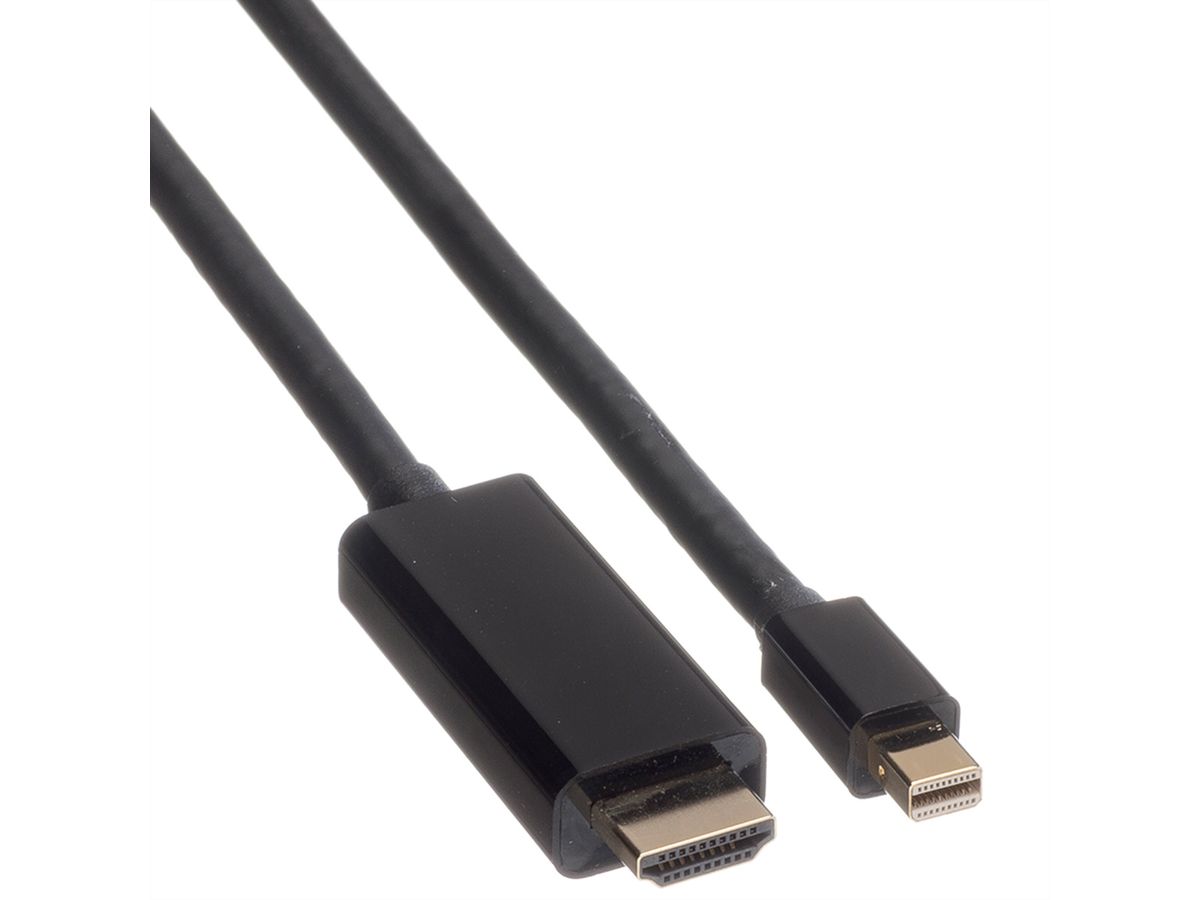 ROLINE Mini DisplayPort Cable, Mini DP-UHDTV, M/M, zwart, 1 m