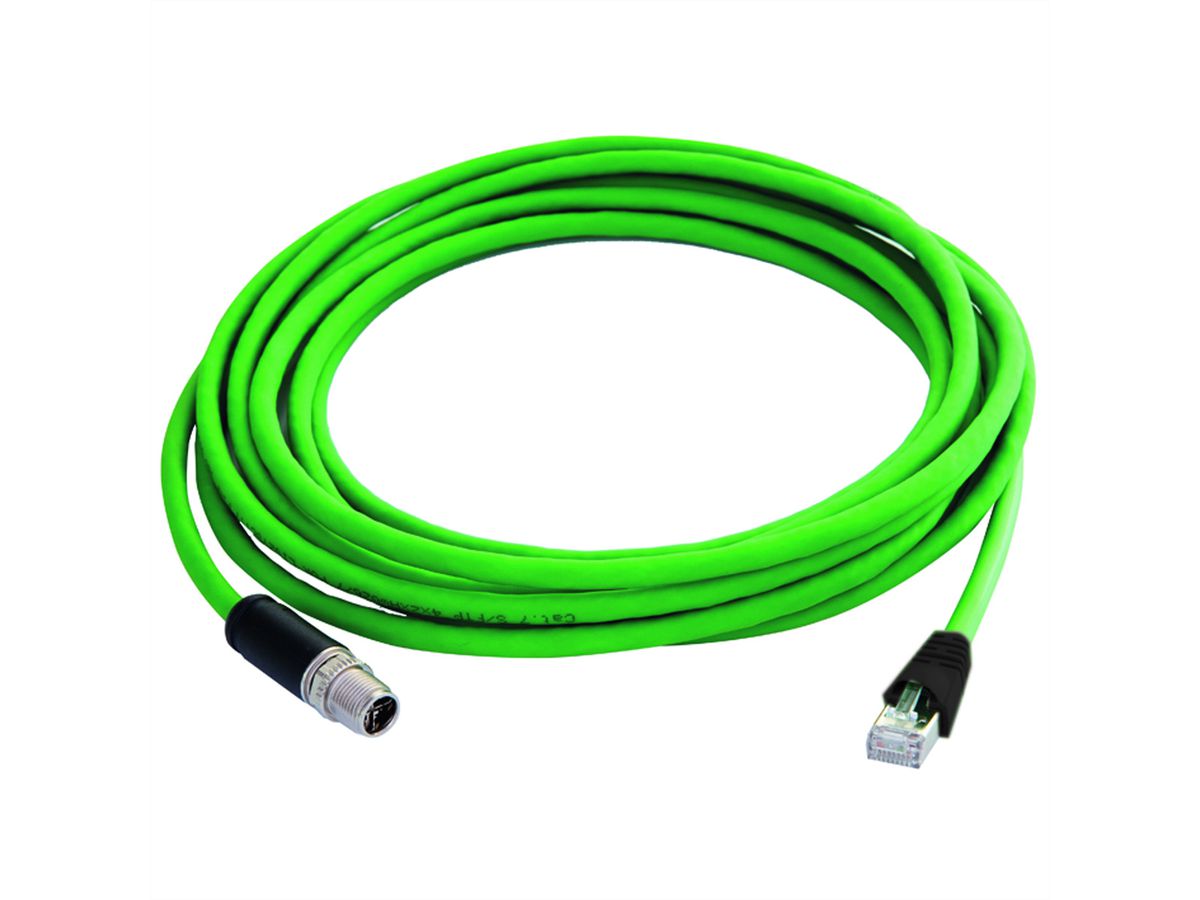 TELEGÄRTNER STX M12x1-RJ45 VL X-kod. Cat.6A, CP01CP05B-SFTP2607C7-1PUR-A0100, 1 m