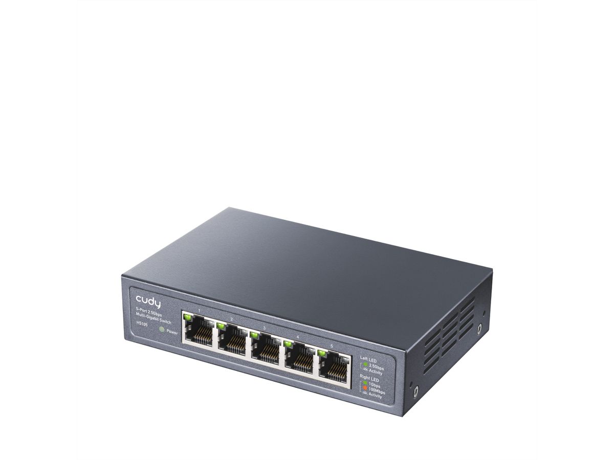 CUDY HS105 5-poorts 2.5G metalen switch