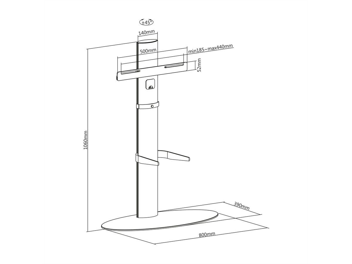 ROLINE LCD/TV meubel, tot 40 kg, zilver